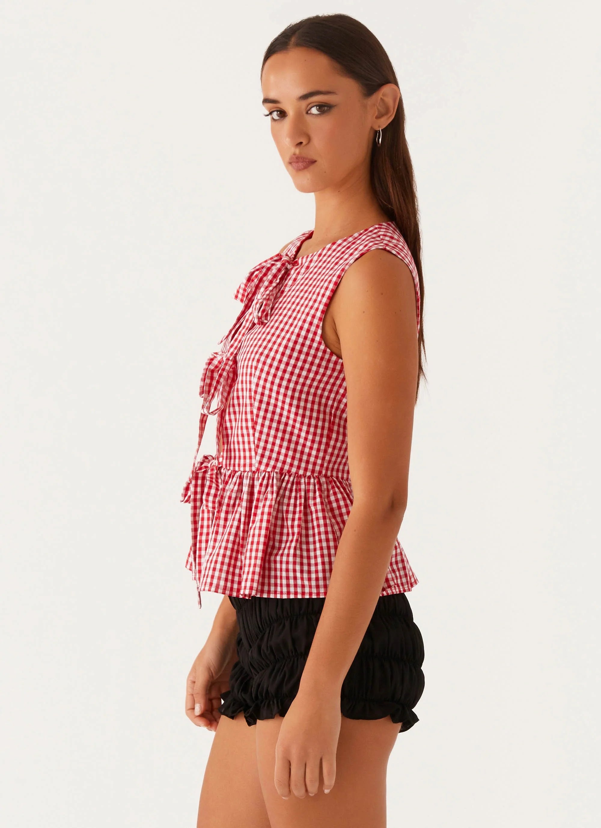 Cyrene Tie Top - Red Gingham