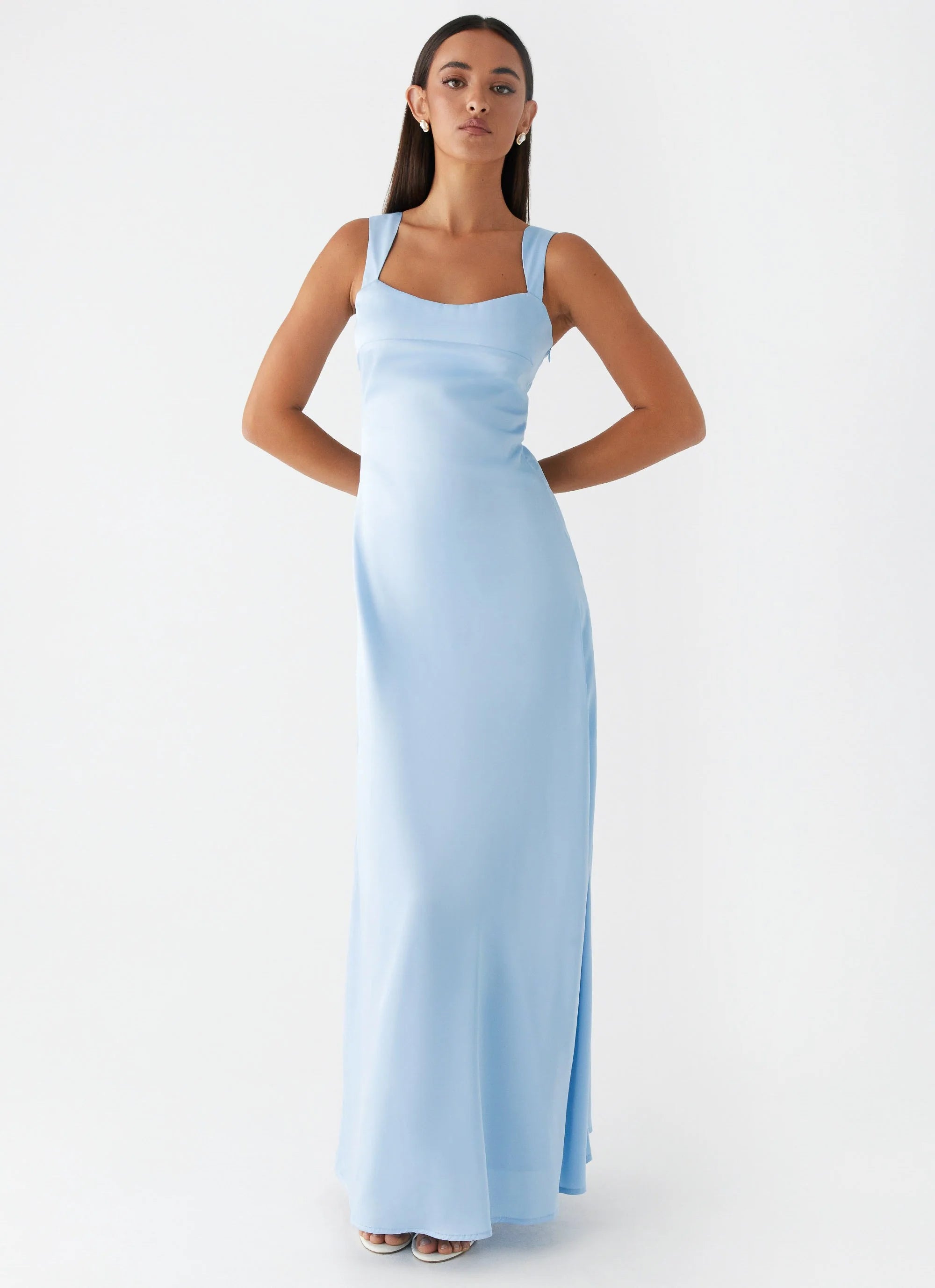 Odette Satin Maxi Dress - Blue