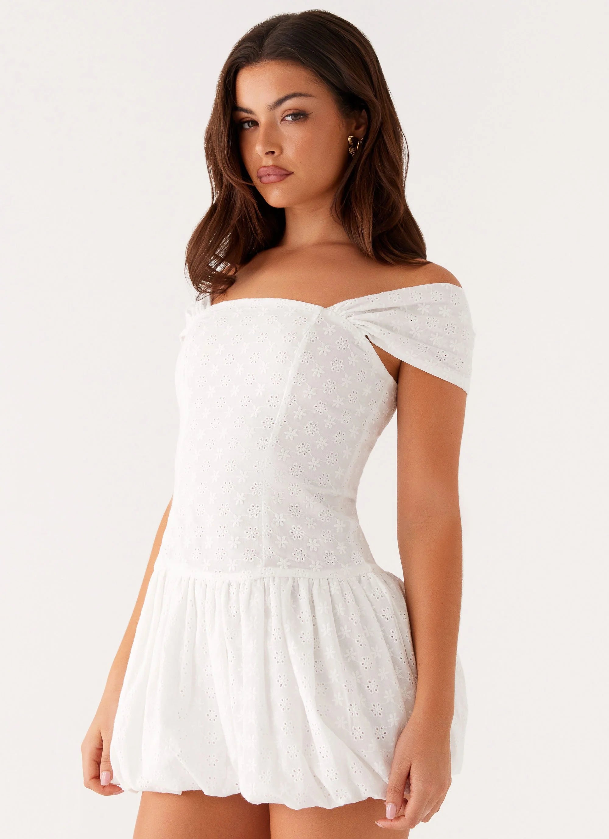 Vida Off Shoulder Mini Dress - White