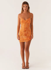 Vietta Sequin Cami Mini Dress - Orange