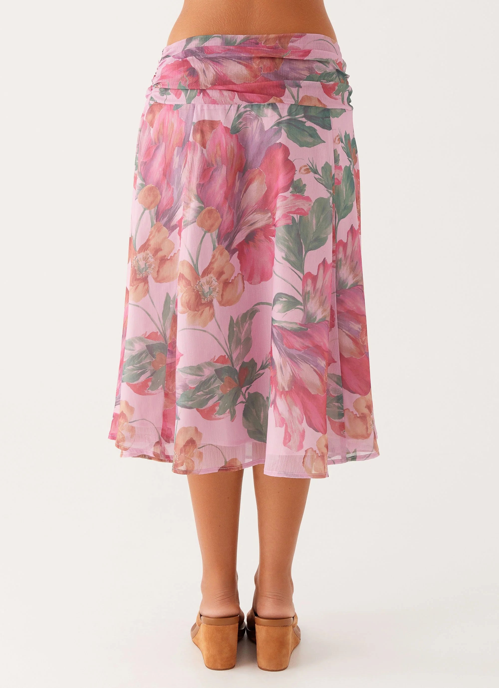 Valley Midi Skirt - Pink Floral