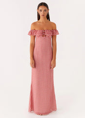 Scarlet Cherry Maxi Dress - Red Gingham