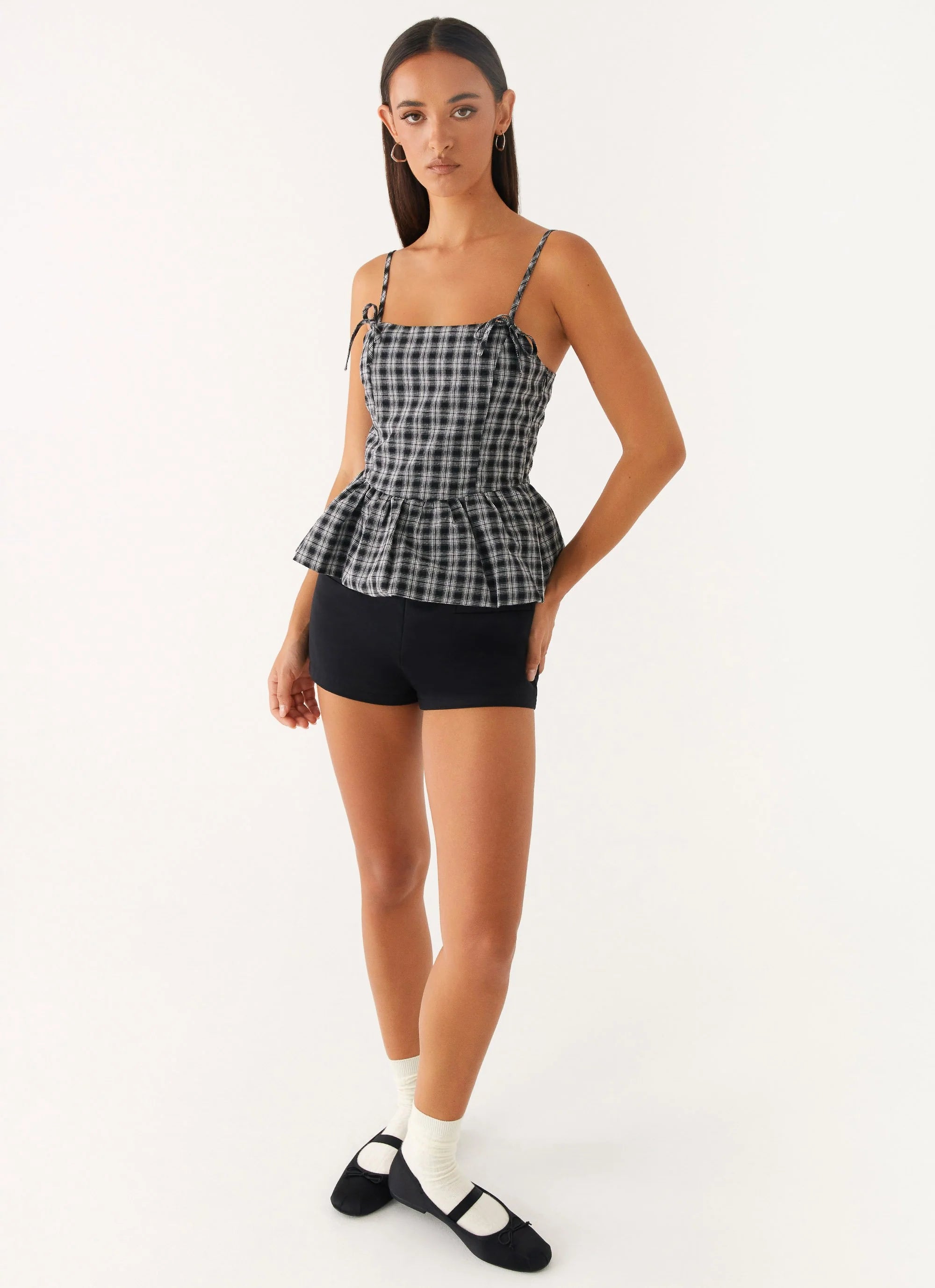 Laura Top - White Black Check