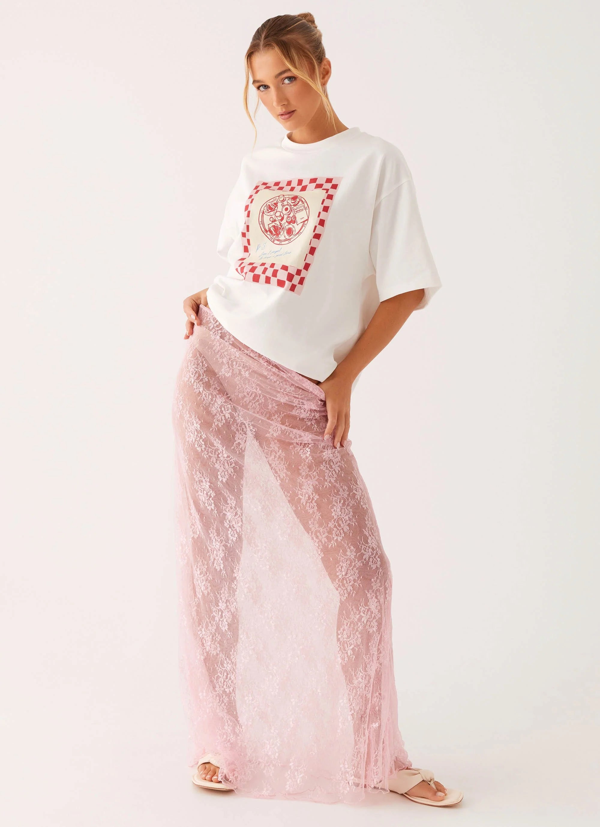 Caden Lace Maxi Skirt - Pink