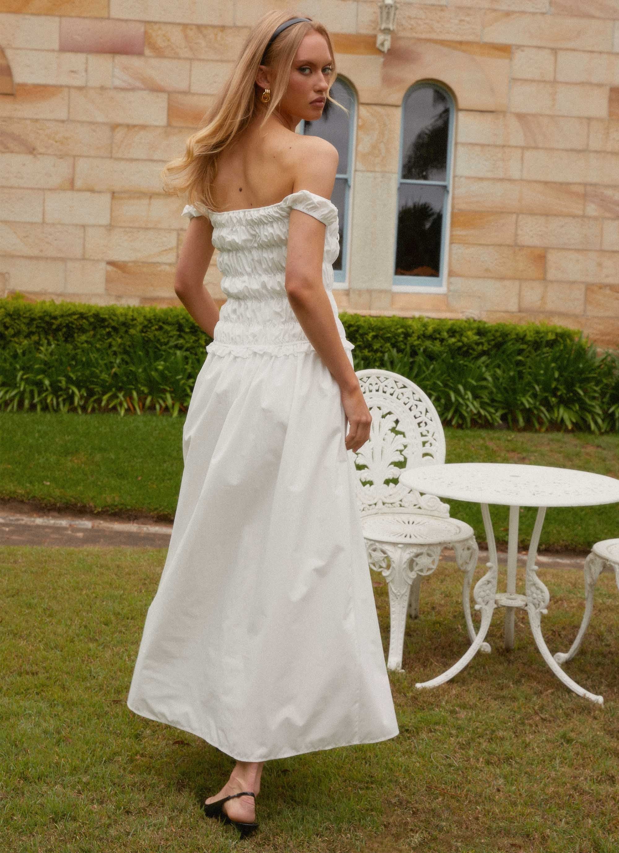 Countryside Off Shoulder Maxi Dress - Ivory