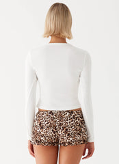 Blair Buttoned Long Sleeve Top - White