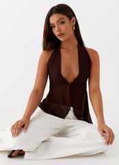 At Last Halterneck Top - Brown