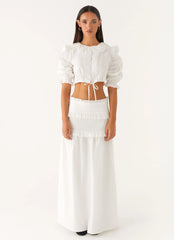 Effortless Tiered Maxi Skirt - White