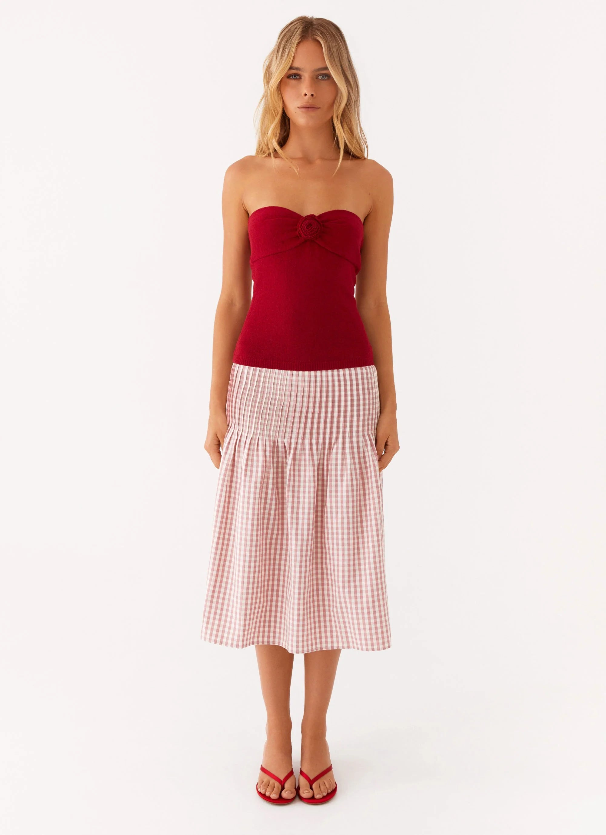 Hidden Hills Knit Rose Top - Maroon