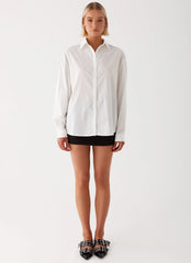 Laurel Long Sleeve Oversized Shirt - White