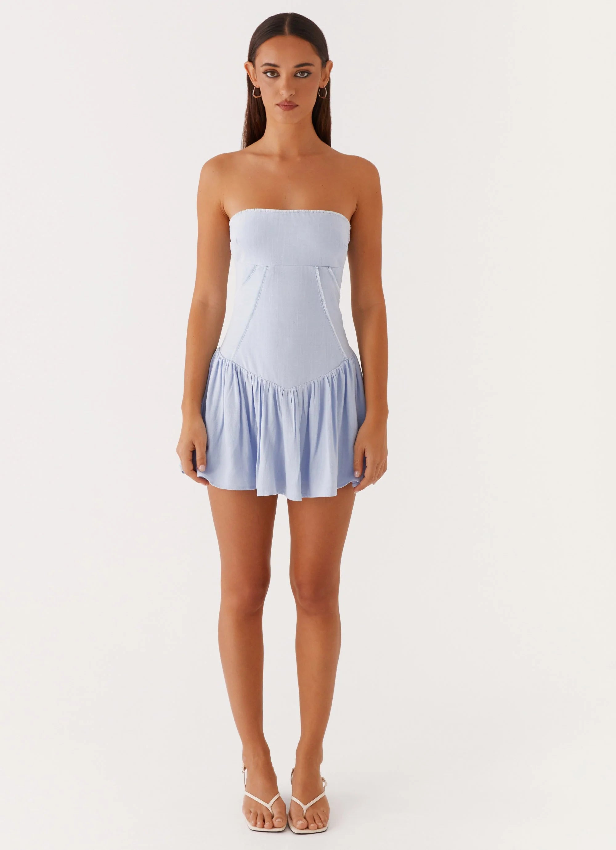 Larnie Linen Mini Dress - Blue