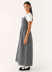 Ramsey Midi Dress - White Black Check