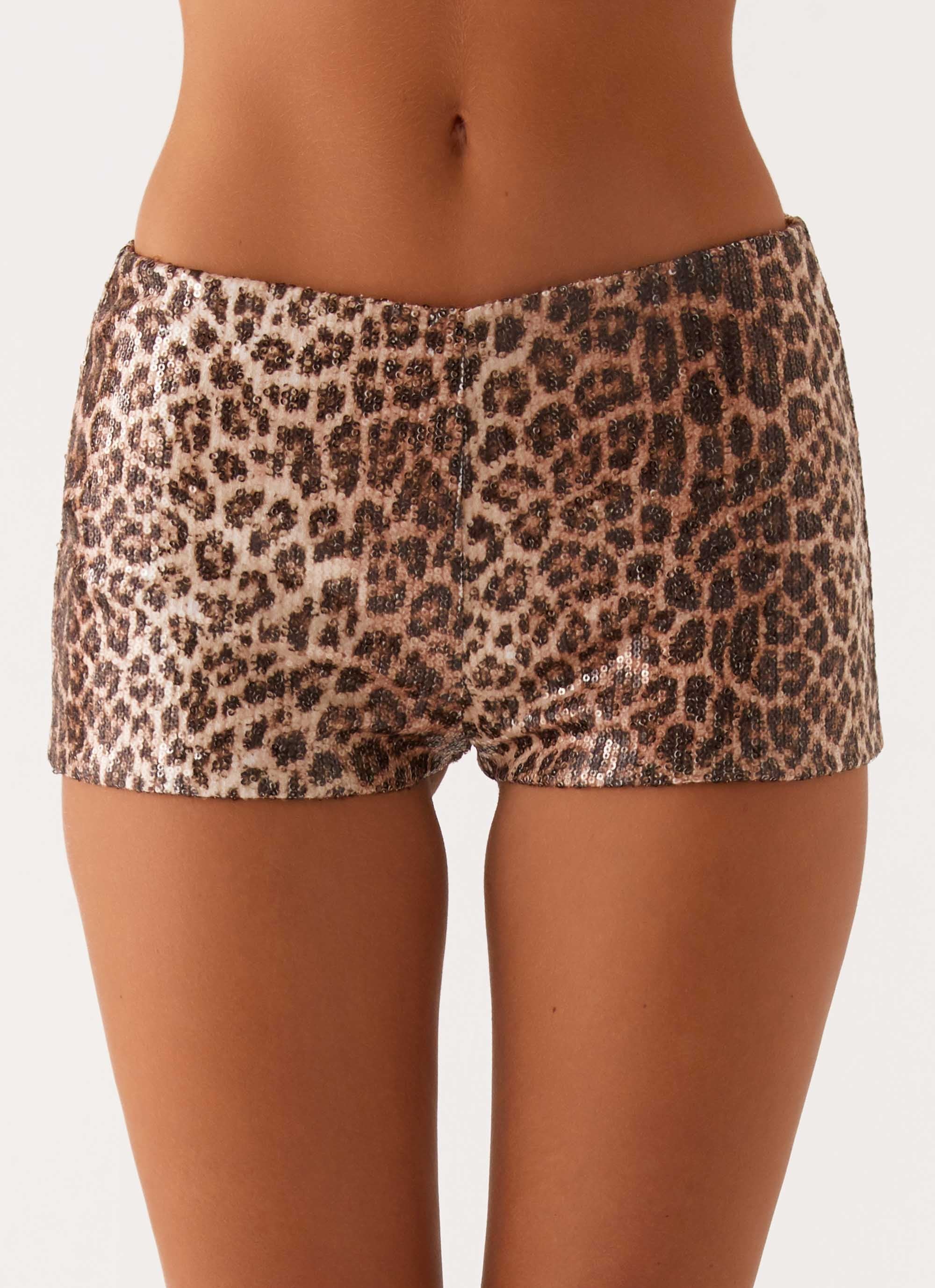 Feeling Fierce Sequin Shorts - Leopard Sequin