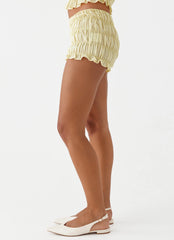 Girls Like Us Ruched Mini Shorts - Yellow