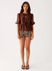 Western Wind Tie Top - Chocolate