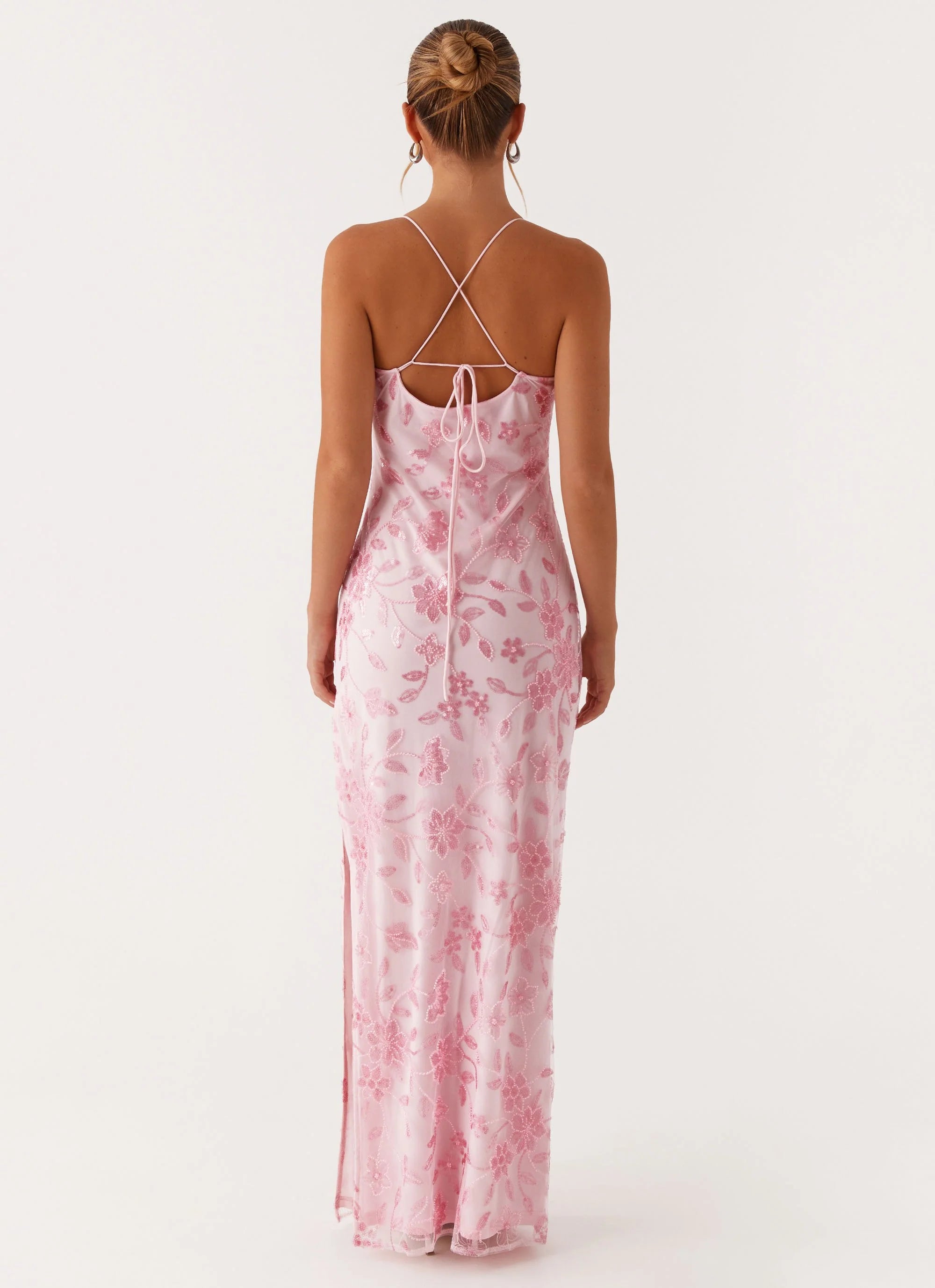 Bright Lights Beaded Maxi Dress - Pink