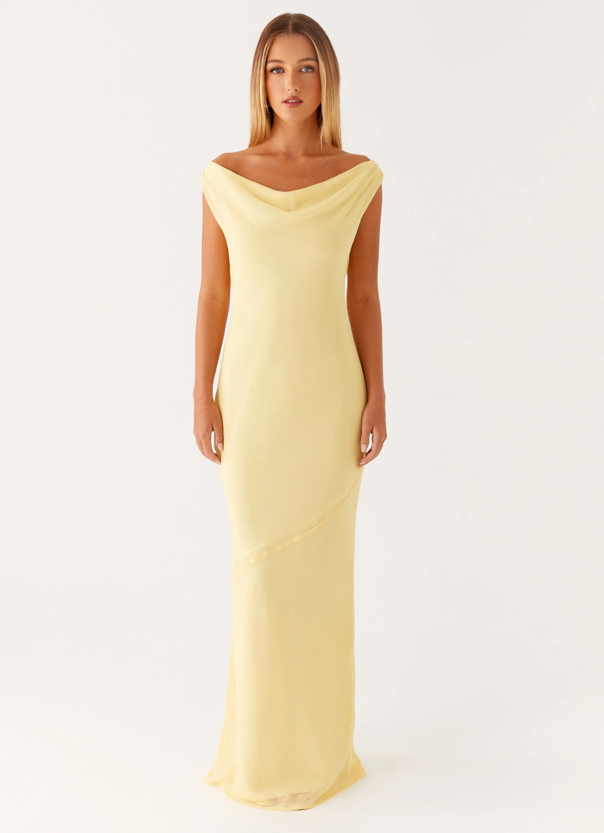 Brittany Chiffon Maxi Dress - Pastel Yellow