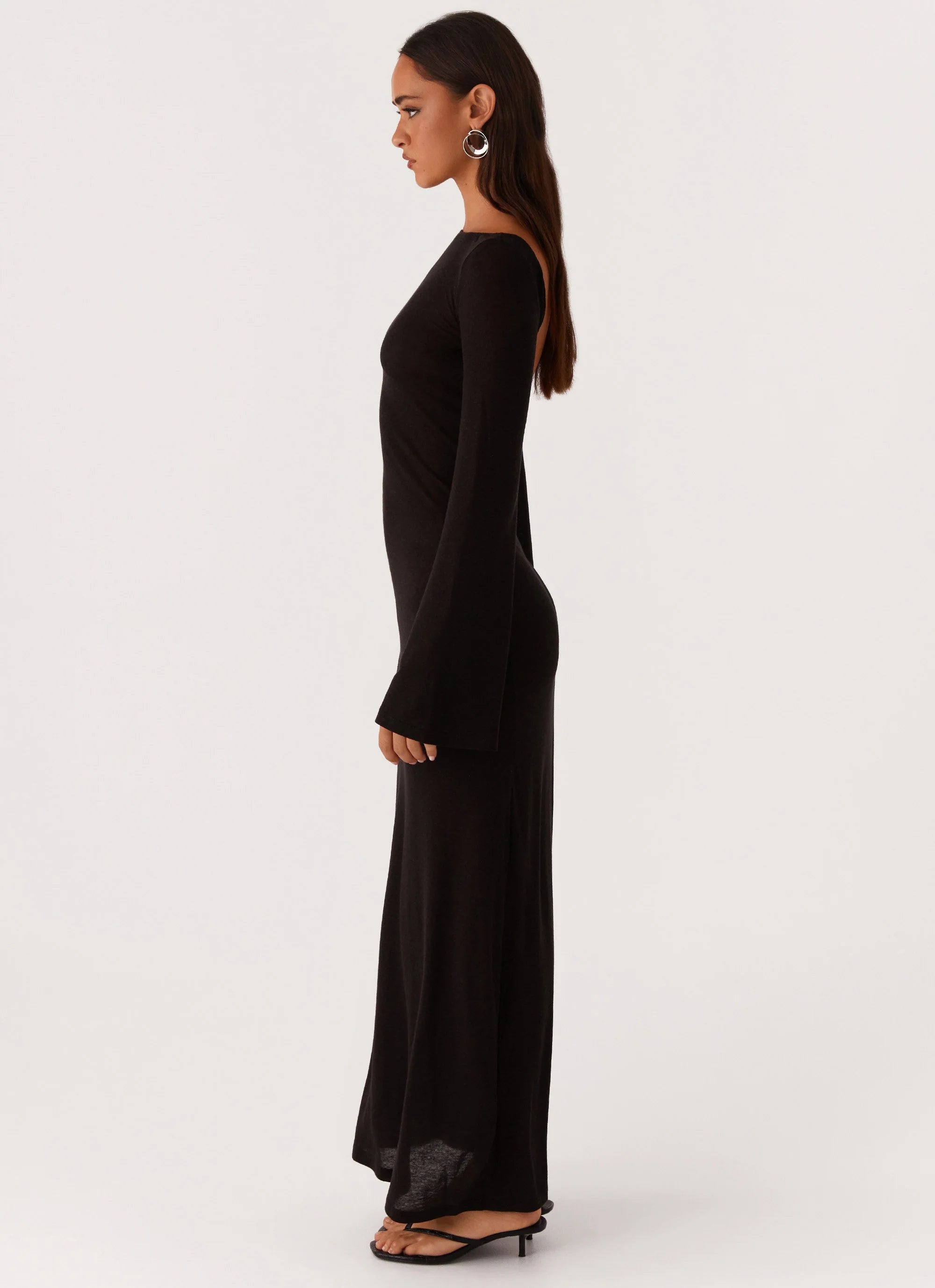 Olivia Long Sleeve Maxi Dress - Black