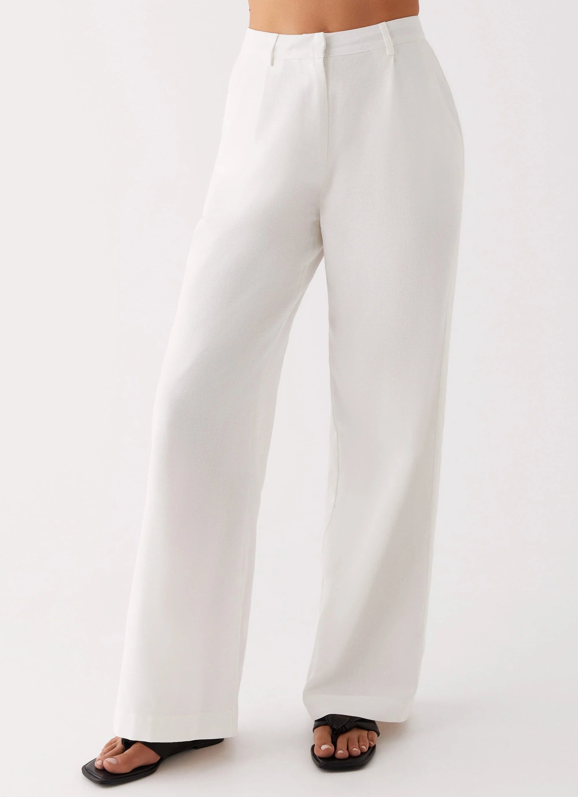 Heatwave Linen Wide Leg Pants - White