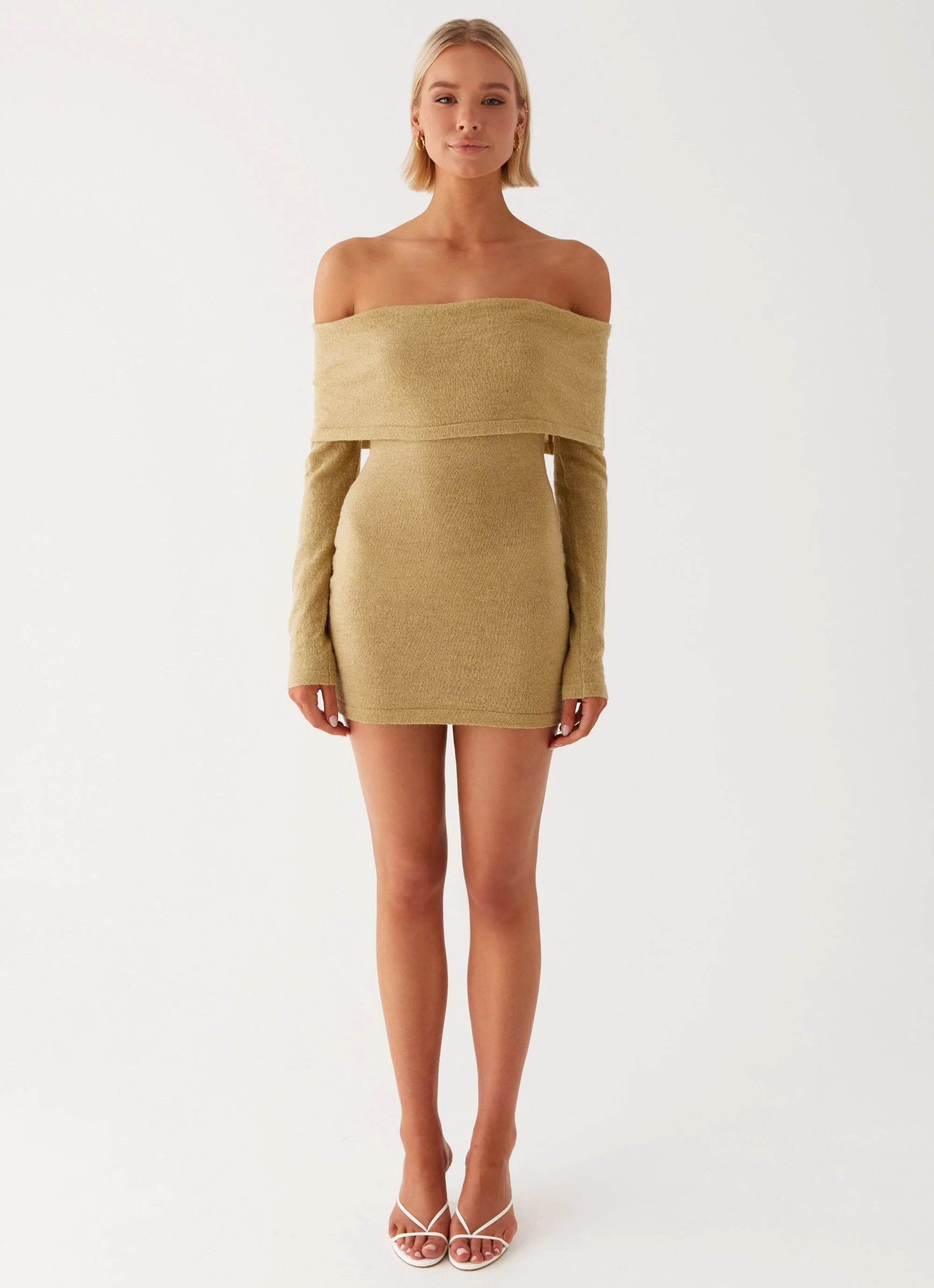 Myla Off Shoulder Mini Dress - Camel