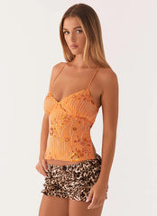 Kamilla Sequin Cami Top - Orange