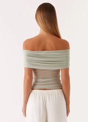 Nelly Off Shoulder Top - Pistachio