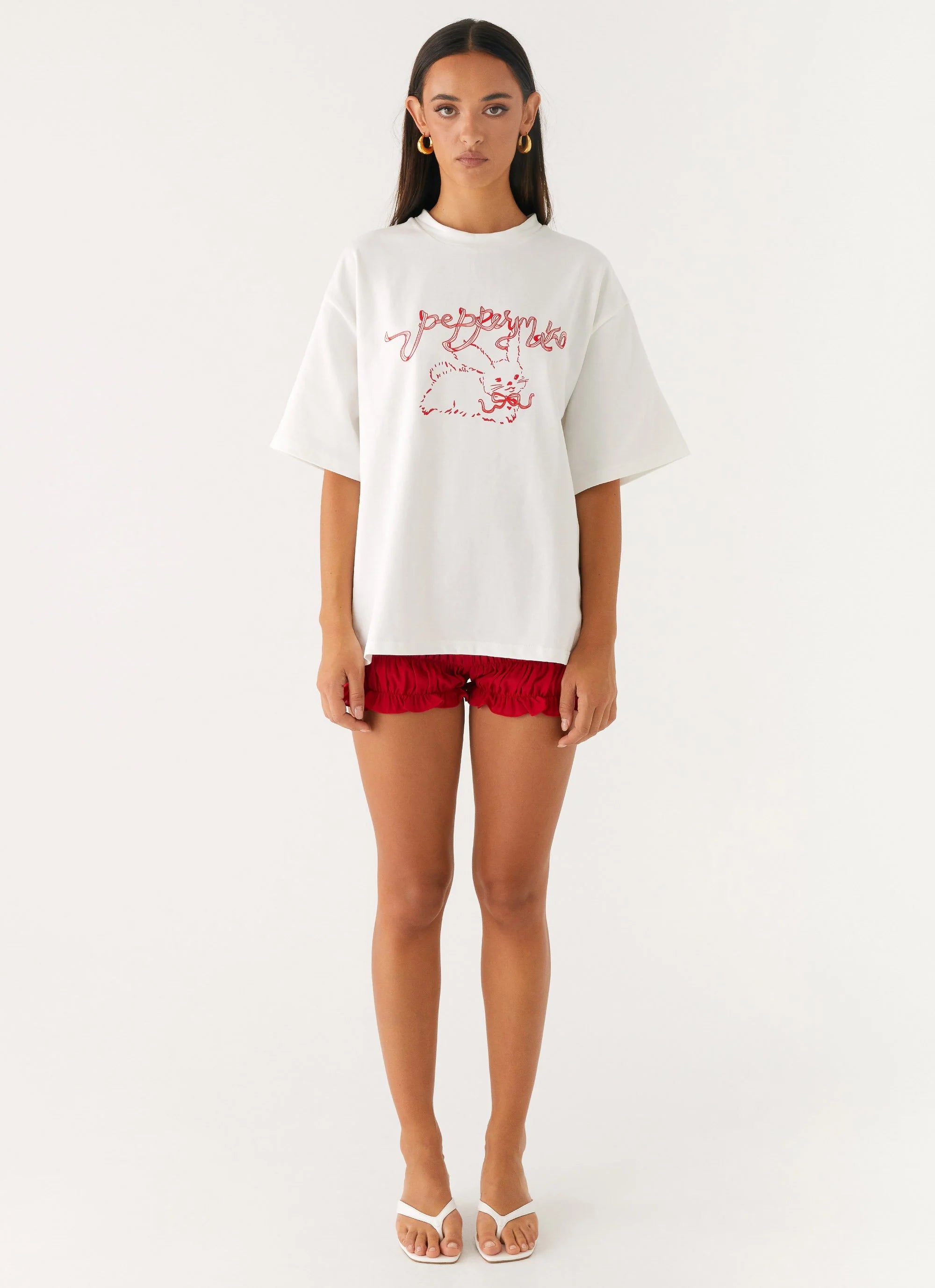 Born To Have Fun Oversized Graphic Tee - Pink Bunny