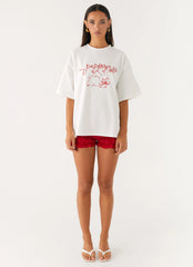 Born To Have Fun Oversized Graphic Tee - Pink Bunny