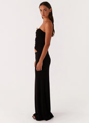 Wild Roses Maxi Dress - Black