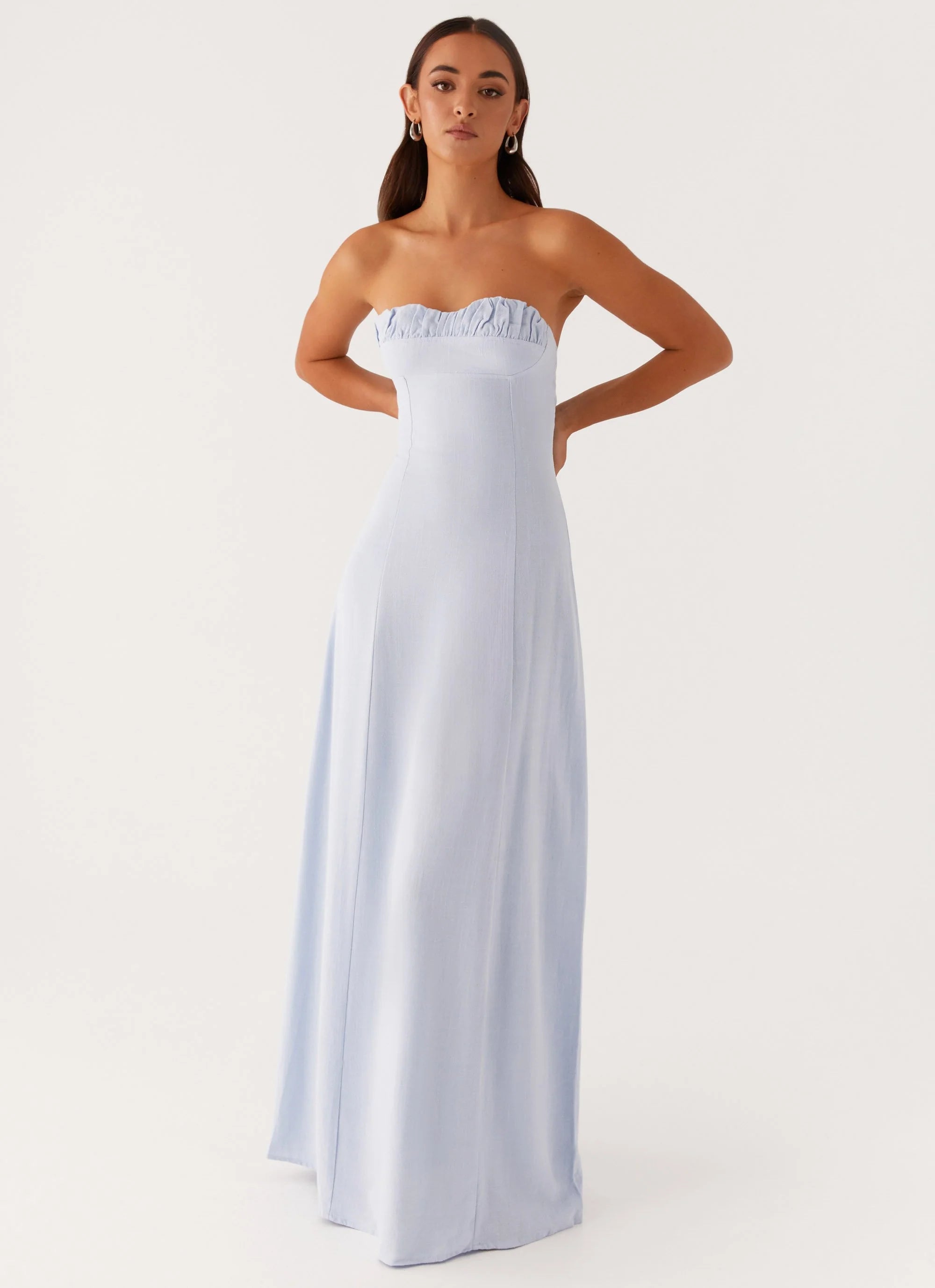 Tayla Linen Maxi Dress - Blue