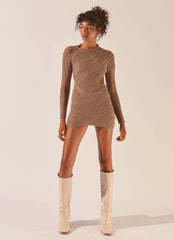 Angels Wing Mini Dress - Taupe