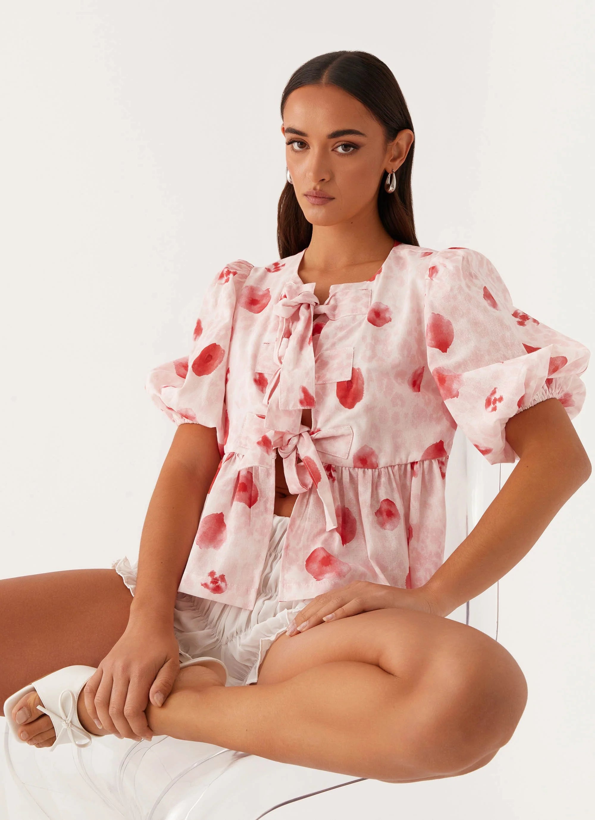 Western Wind Tie Top - Rose Leopard