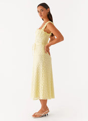 Keziah Tie Front Midi Dress - Lemon