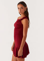 Amaya Twist Mini Dress - Maroon