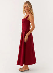 Emmalina Midi Dress - Deep Red