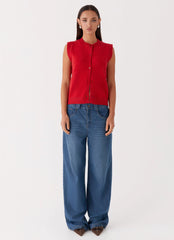 Hanson Knit Vest Top - Red