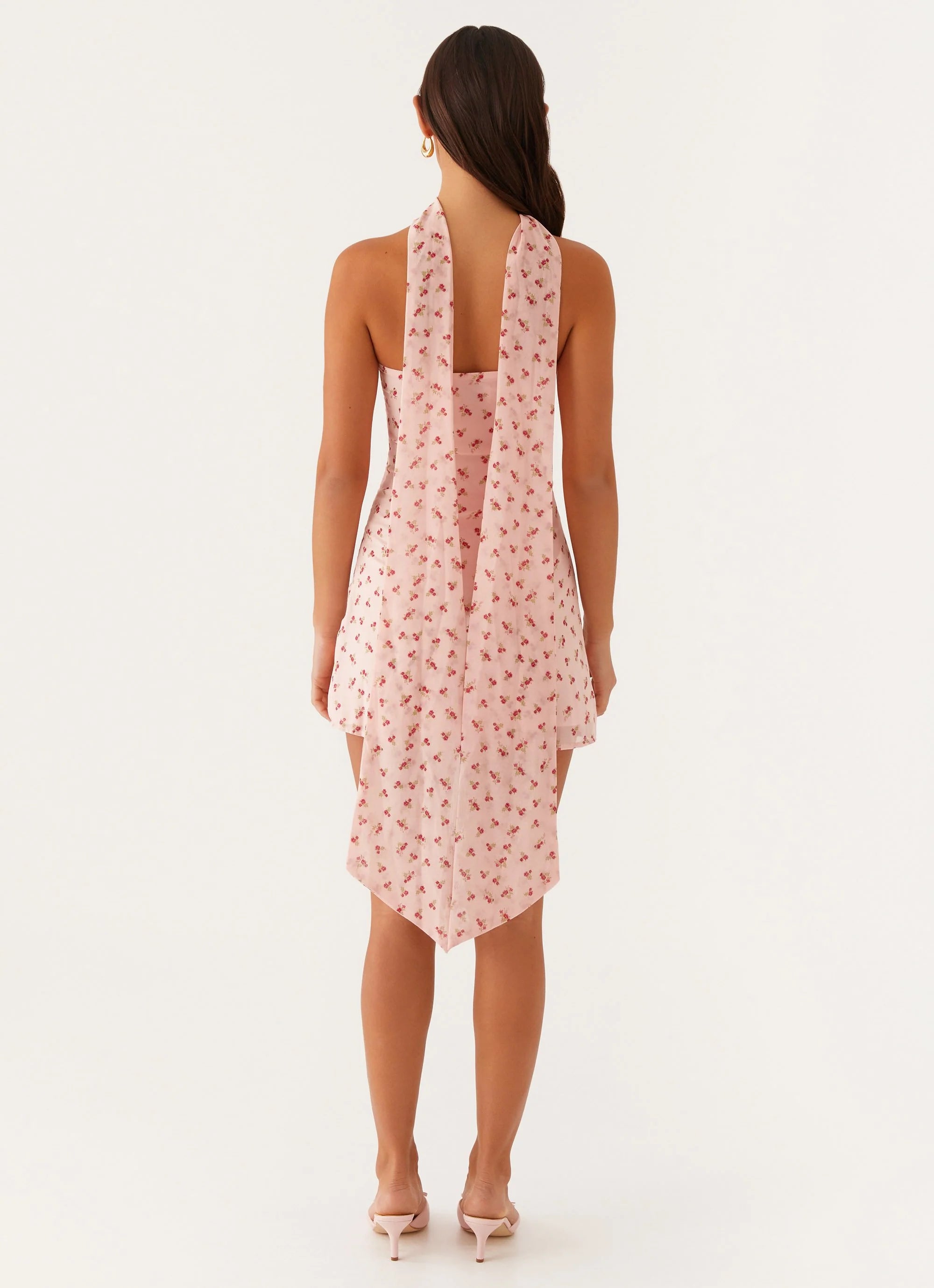 Kiesha Strapless Scarf Mini Dress - Pink Flower