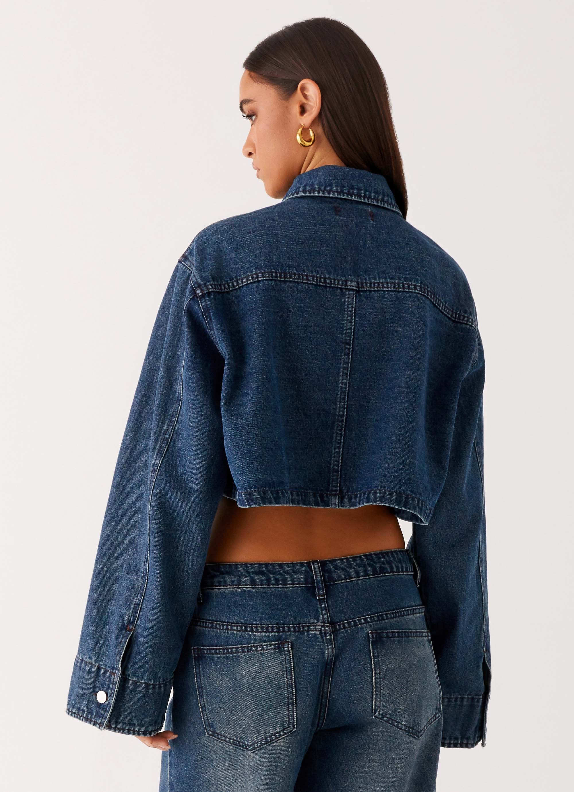 Joan Cropped Denim Jacket - Indigo