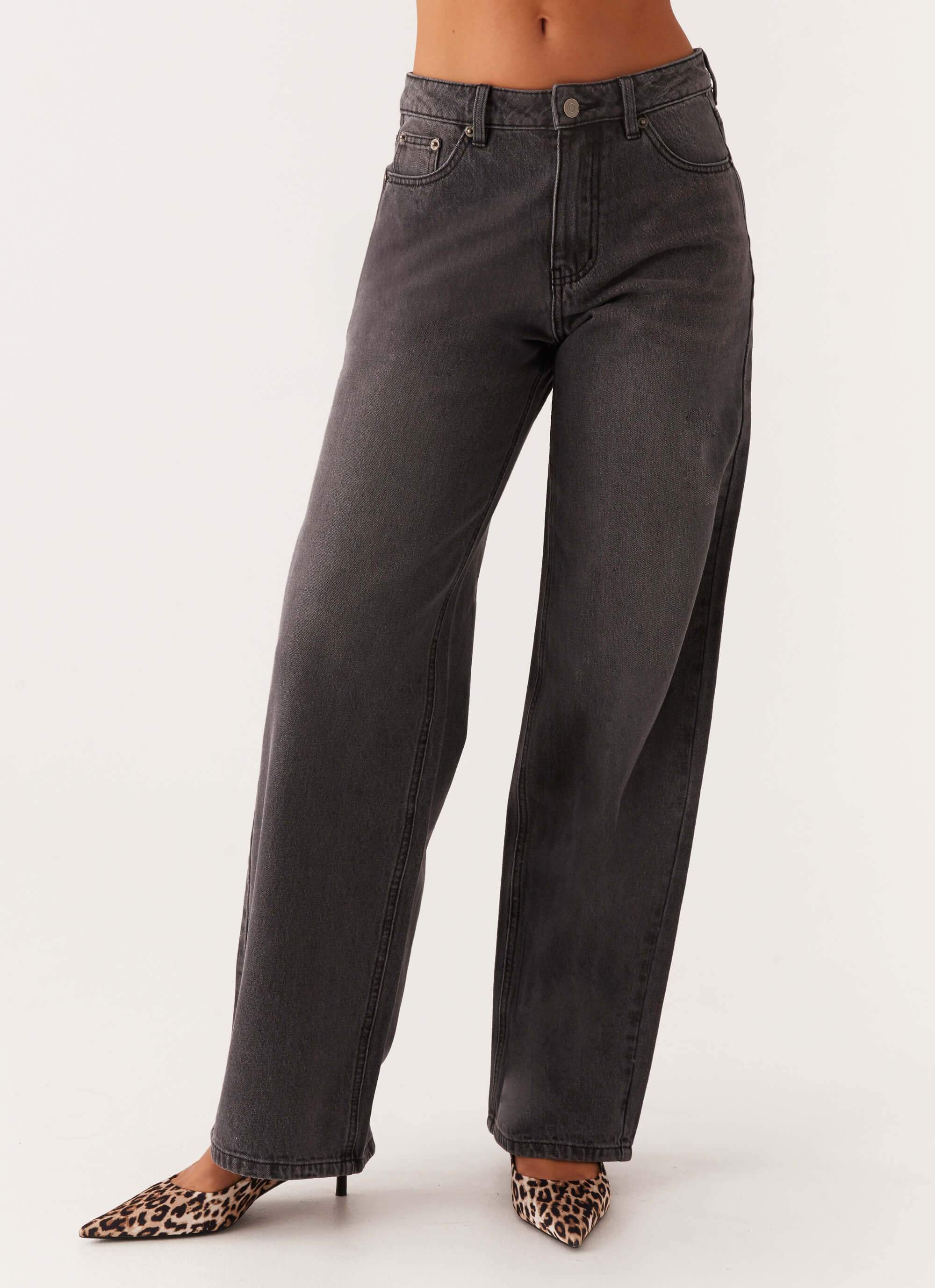 Keanna Low Rise Denim Jeans - Charcoal