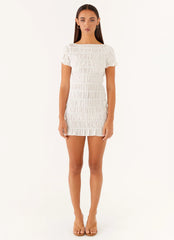 Rita Ruched Mini Dress - White