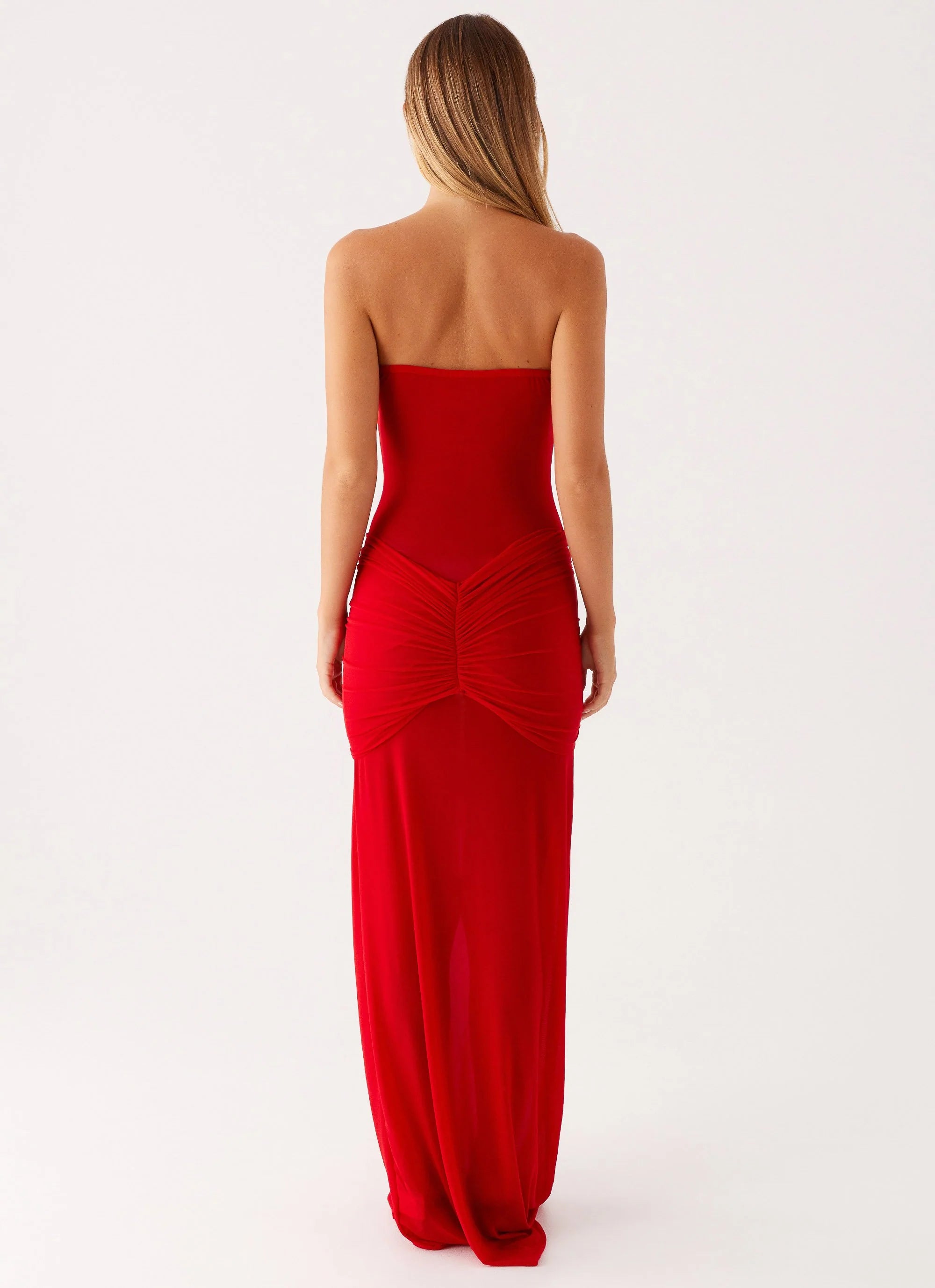 Ottilie Mesh Maxi Dress - Red