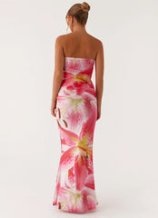 Rudy Maxi Dress - White Pink Lilly