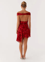 Alma Mini Dress - Deep Red Floral