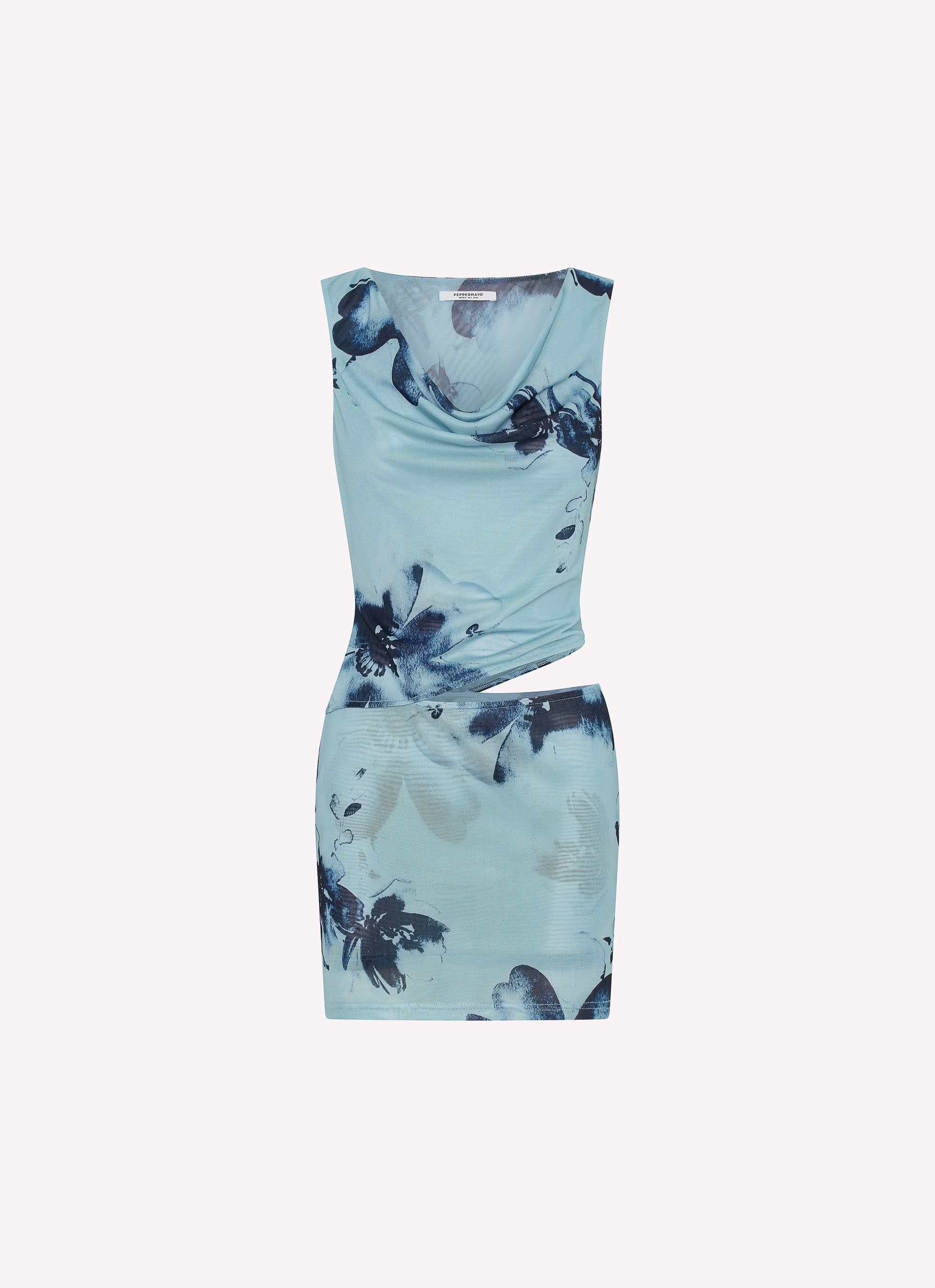 Nicola Mini Dress - Blue Black Floral