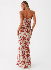 Dearest Maxi Dress - Red Green Floral