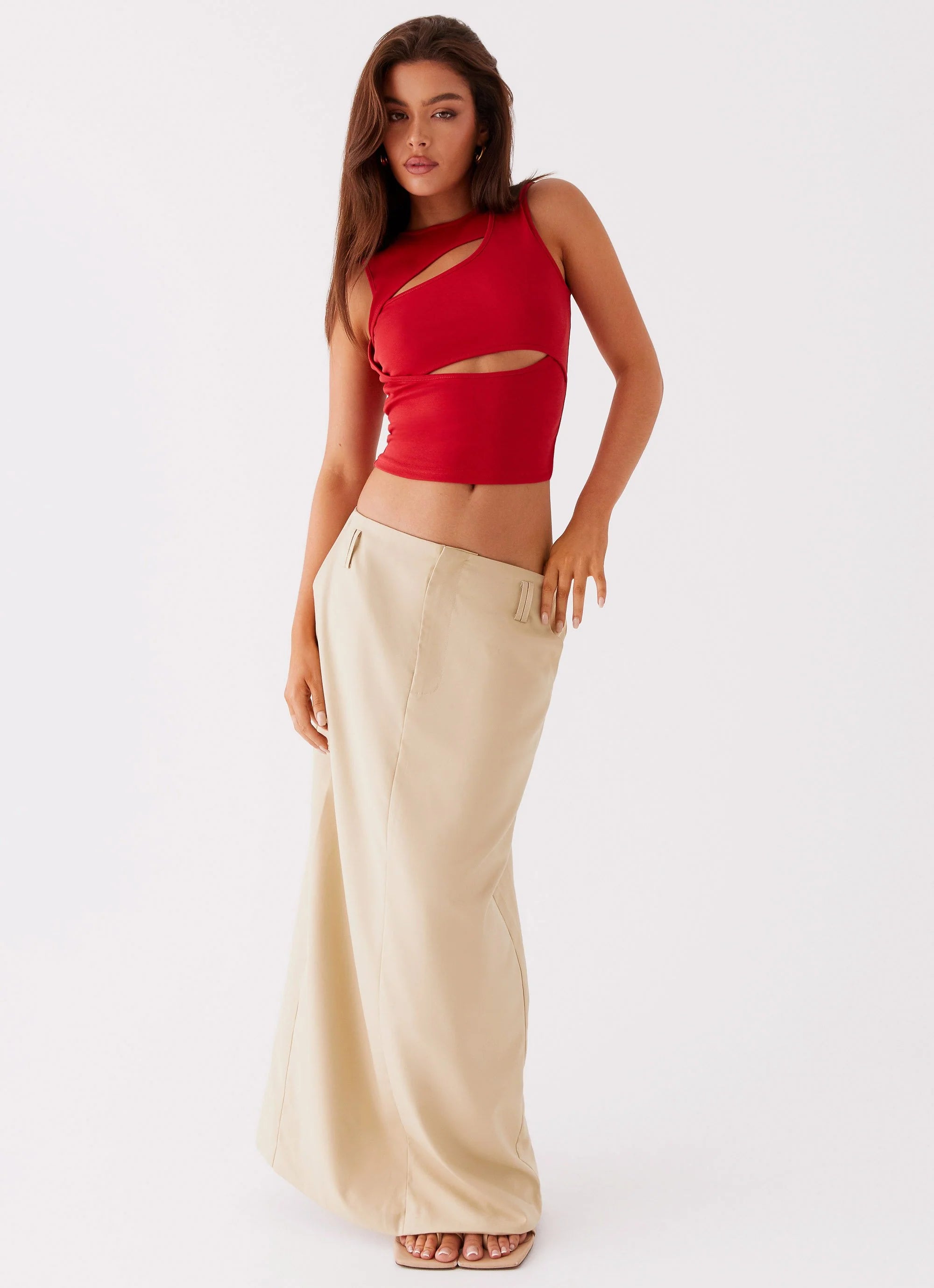 Stella Tailored Maxi Skirt - Beige