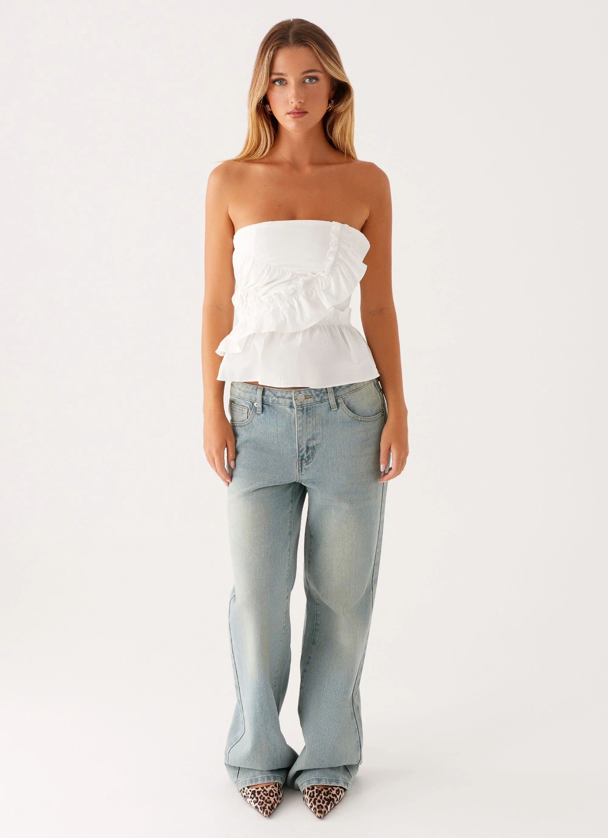 Roisin Ruched Top - White