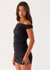 Morgan Off Shoulder Mini Dress - Black