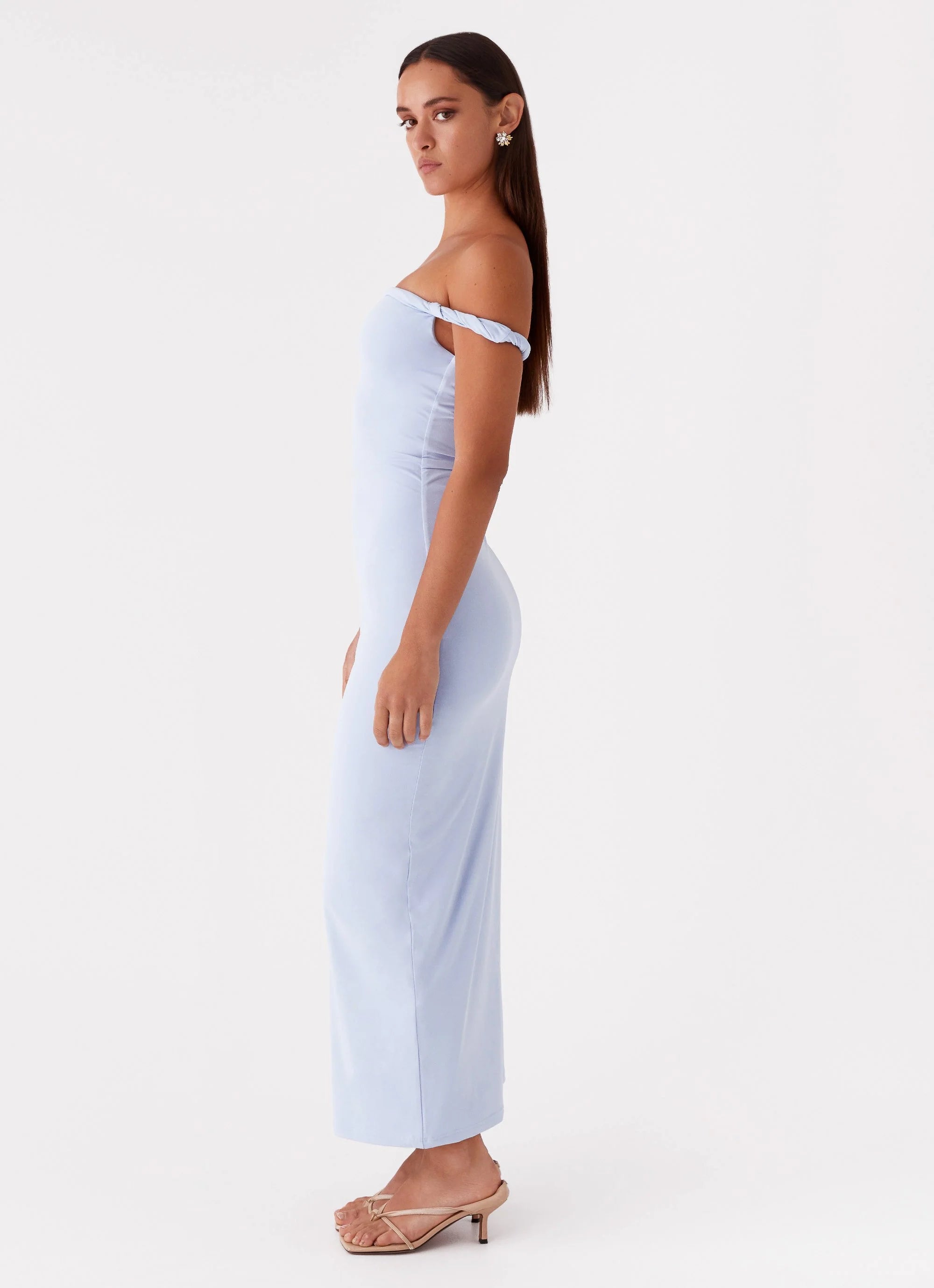 Arabella Twist Shoulder Maxi Dress - Blue