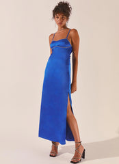 Worst Behaviour Diamante Maxi Dress - Cobalt Blue